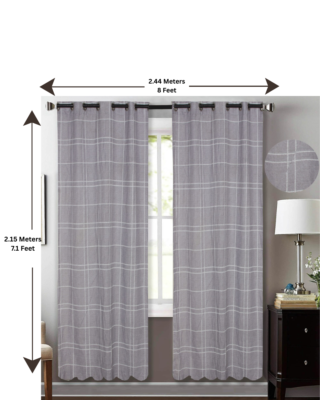 Pure Cotton Curtain Pair - Premium 8 x 7 feet