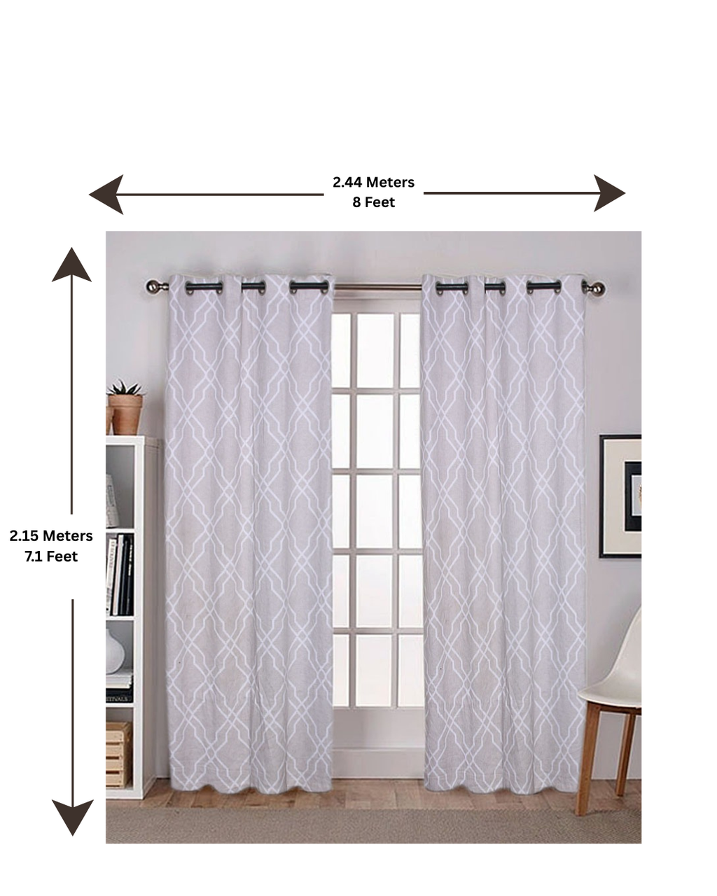 Pure Cotton Curtain Pair - Premium 8 x 7 feet