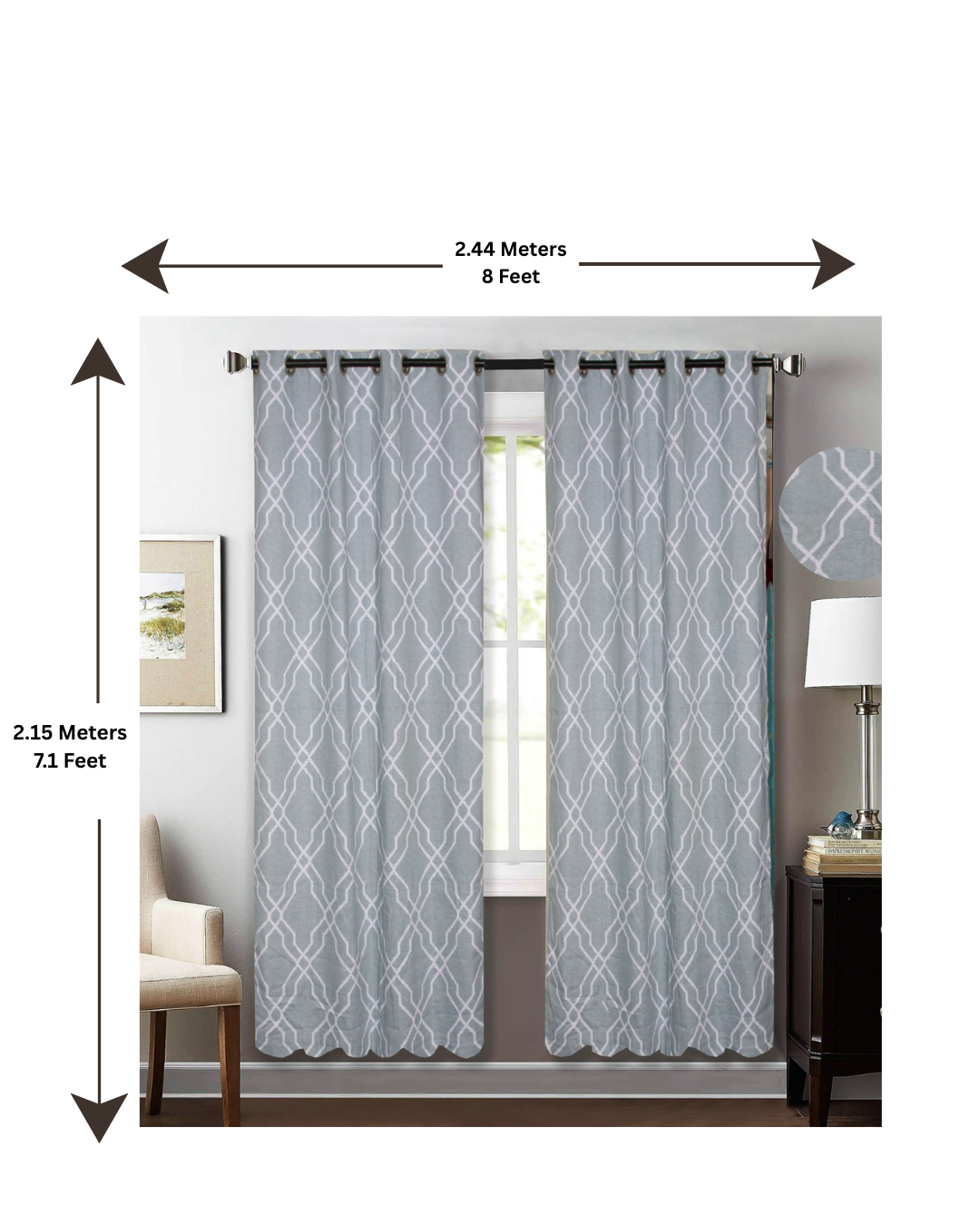 Pure Cotton Curtain Pair - Premium 8 x 7 feet
