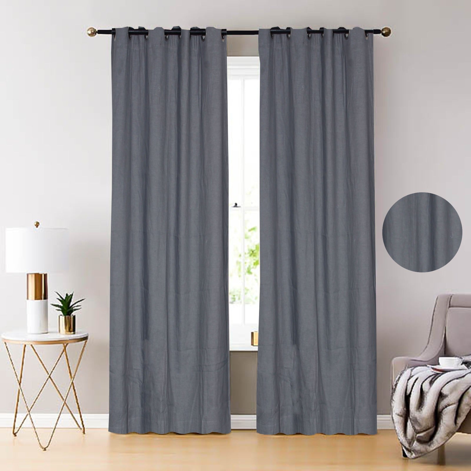 Pure Cotton Curtain Pair - Premium 8 x 7 feet