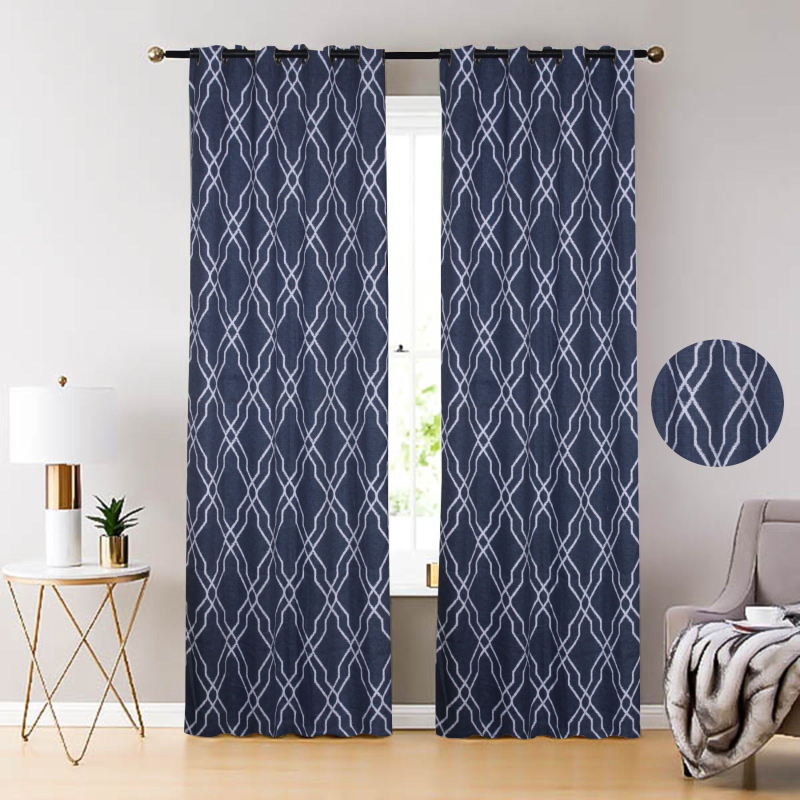 Pure Cotton Curtain Pair - Premium 8 x 7 feet